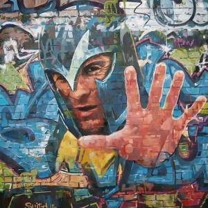 "Magneto Graffiti" olej na płótnie 100x100cm, 2017