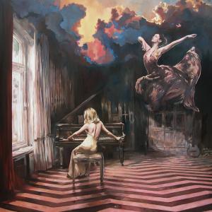 "Przerwana lekcja muzyki III" olej na płótnie 100x100cm, 2017