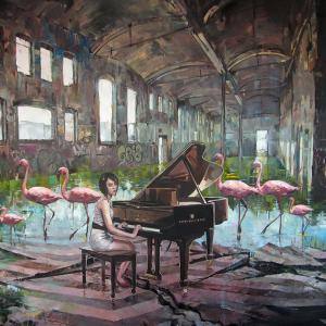 "Przerwana lekcja muzyki IV" olej na płótnie 114x130cm, 2018