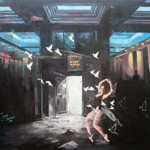 "Dark Room" oil on canvas 100x100cm, 2018