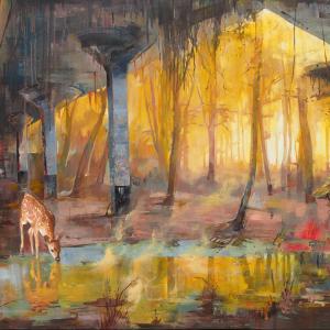 "Sto dziewięćdziesiąt lat późnie" olej na płótnie 100x140cm, 2018